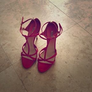 Miu Miu gold and red sandals